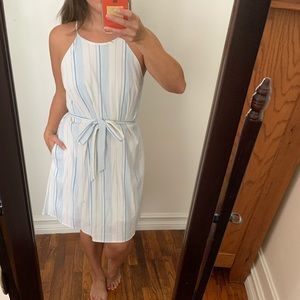 NY&C | Blue and White Striped Halter Shift Dress